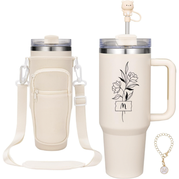 Mechronik 40oz Stainless Steel Tumbler Set – With Handle, Straw & Accessories