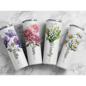Mechronik Personalized Tumbler with Name & Birth Flower – Custom Gift