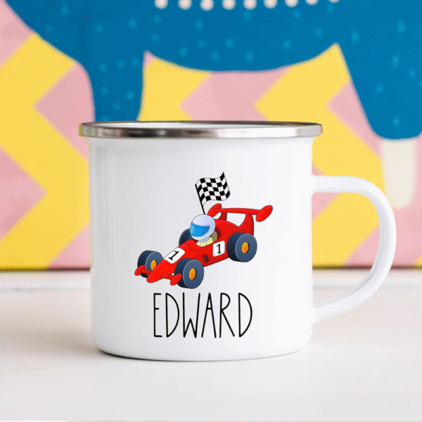 Mechronik Personalized 11oz Race Car Mug for Kids & Boys – Custom Metal Cup Gift - Image 2