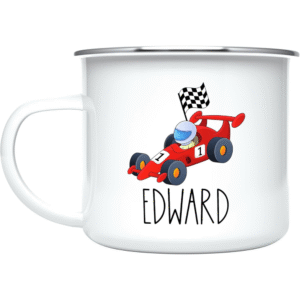Mechronik Personalized 11oz Race Car Mug for Kids & Boys – Custom Metal Cup Gift