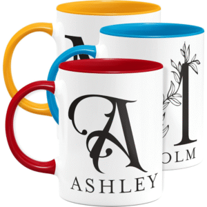 Mechronik Initial Coffee Mug with Name – Custom 11oz Ceramic Gift Mug