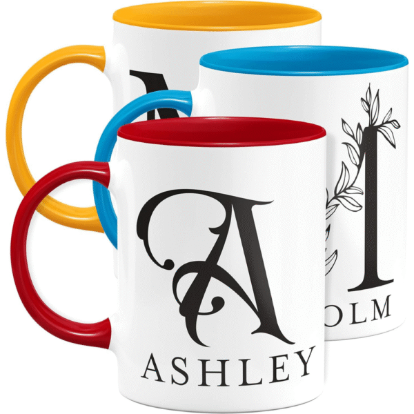 Mechronik Initial Coffee Mug with Name – Custom 11oz Ceramic Gift Mug