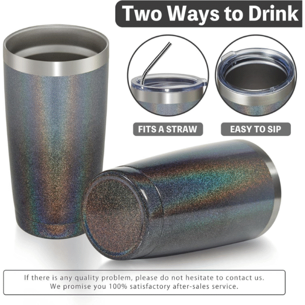 Mechronik 20oz Tumbler 2-Pack – Double Wall Insulated Stainless Steel with Lids & Steel Straws - Image 2