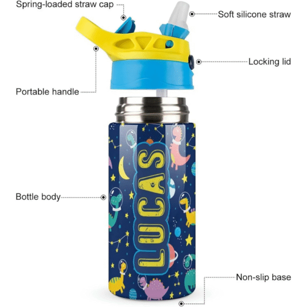 Mechronik Personalized Kids Water Bottle – 16.9oz Custom Stainless Steel Bottle with Name - Image 3